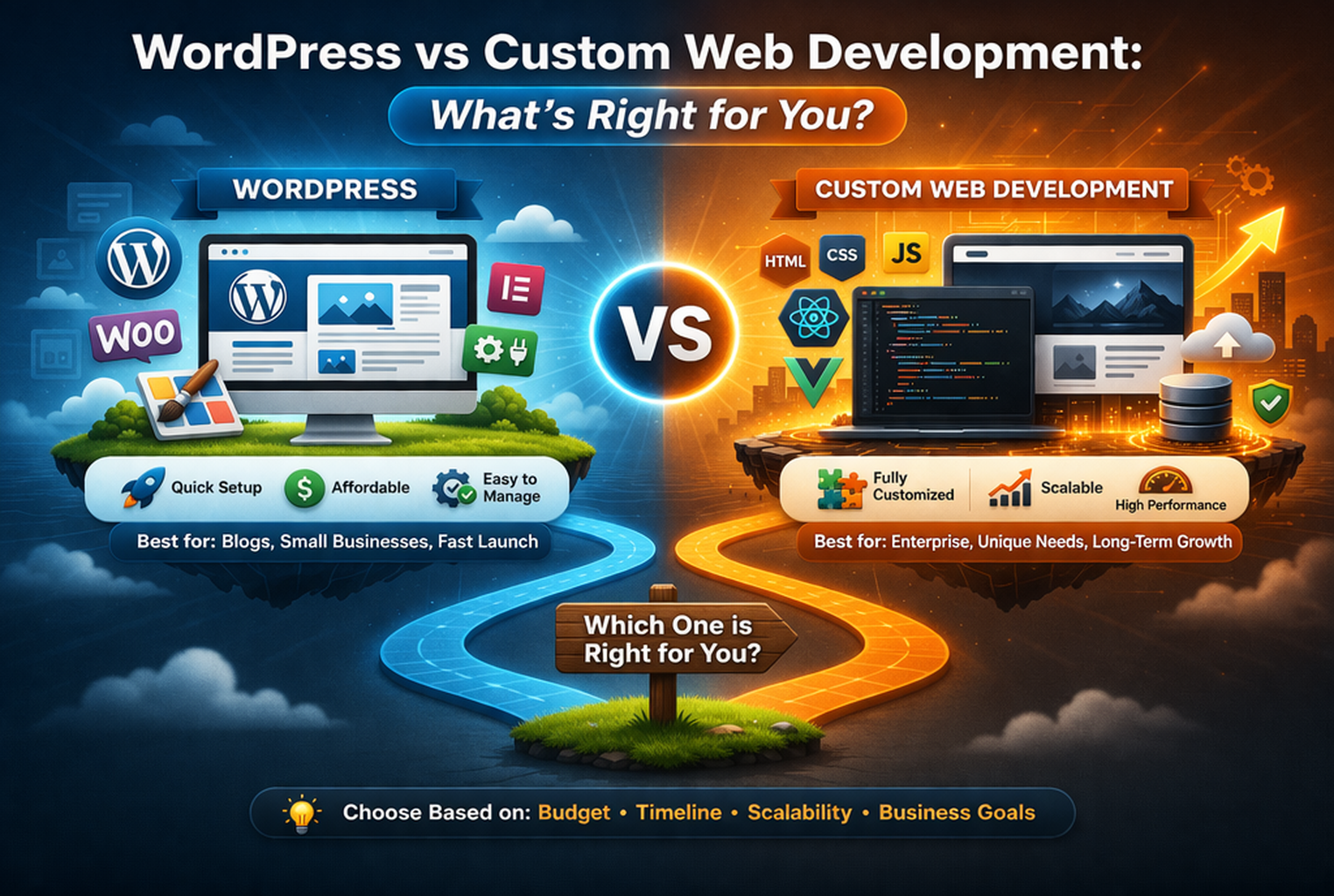 WordPress vs custom development comparison