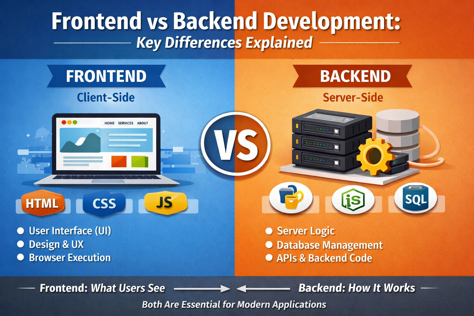 frontend vs backend diagram
